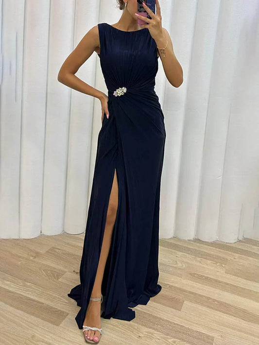 LILY | LONG PLEATED EVENING GOWN