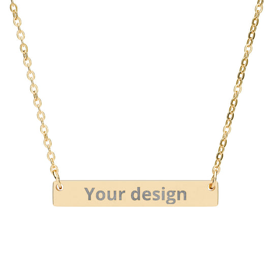 Engravable Horizontal Bar Necklace — Personalized Name & Message Pendant