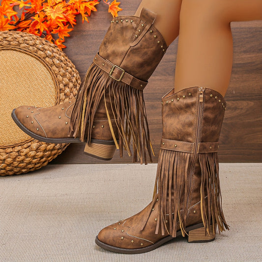 AURELIA | RETRO WESTERN BOOTS WITH POINTED TOE AND TASSELS