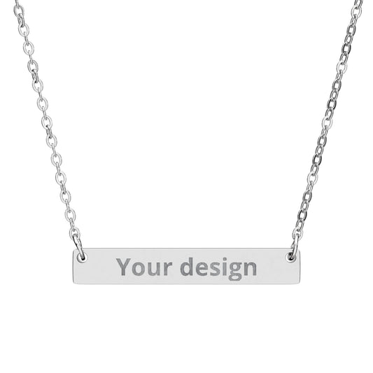 Engravable Horizontal Bar Necklace — Personalized Name & Message Pendant