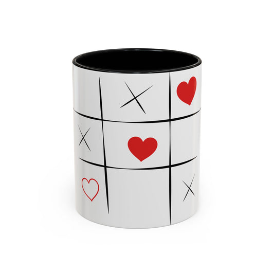 Tic Tac Love Accent Coffee Mug — Heart & X Pattern (11/15oz)