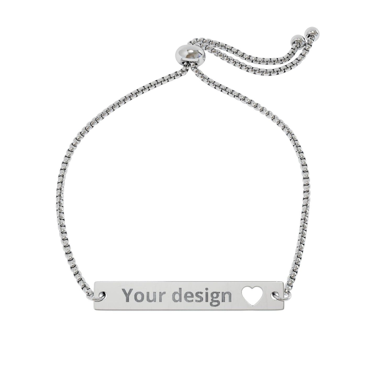 Adjustable Engraved Heart Bar Bracelet — Personalized Cutout Name Bracelet