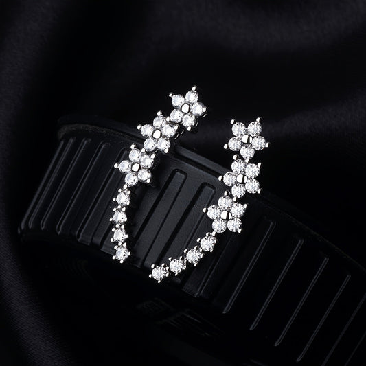 FLORAL RHINESTONE GOLD EARRINGS