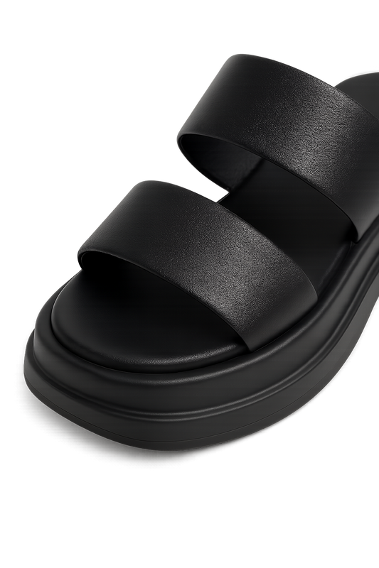 Calf Leather Sandals – Chunky High Heel