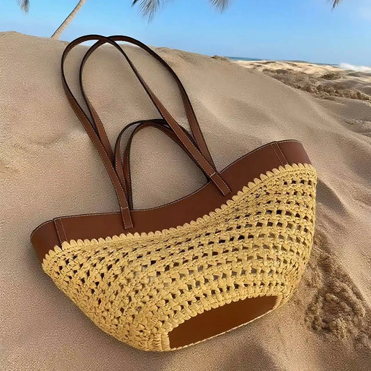 Retro Woven Tote Bag for Women | Large Boho Shoulder Handbag – Elisa London