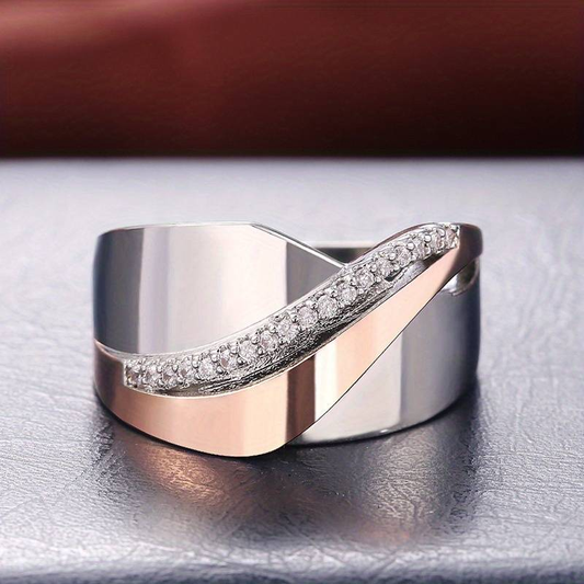 ROSE GOLD & SILVER ZIRCONIA RING