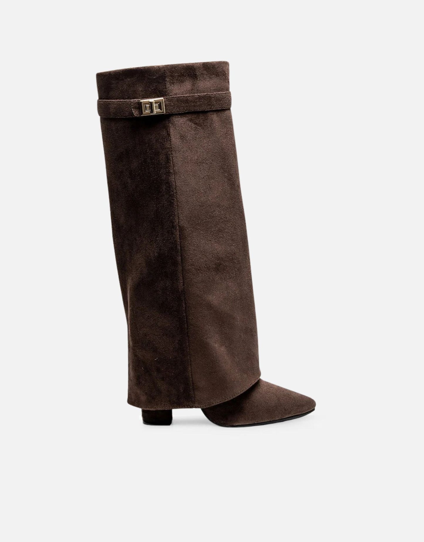 RACHELLE | Suede Heeled Boots | Buckle Cuff Ankle Boots Women