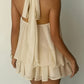 Elegant Backless Halter Tie Waist Mini Dress
