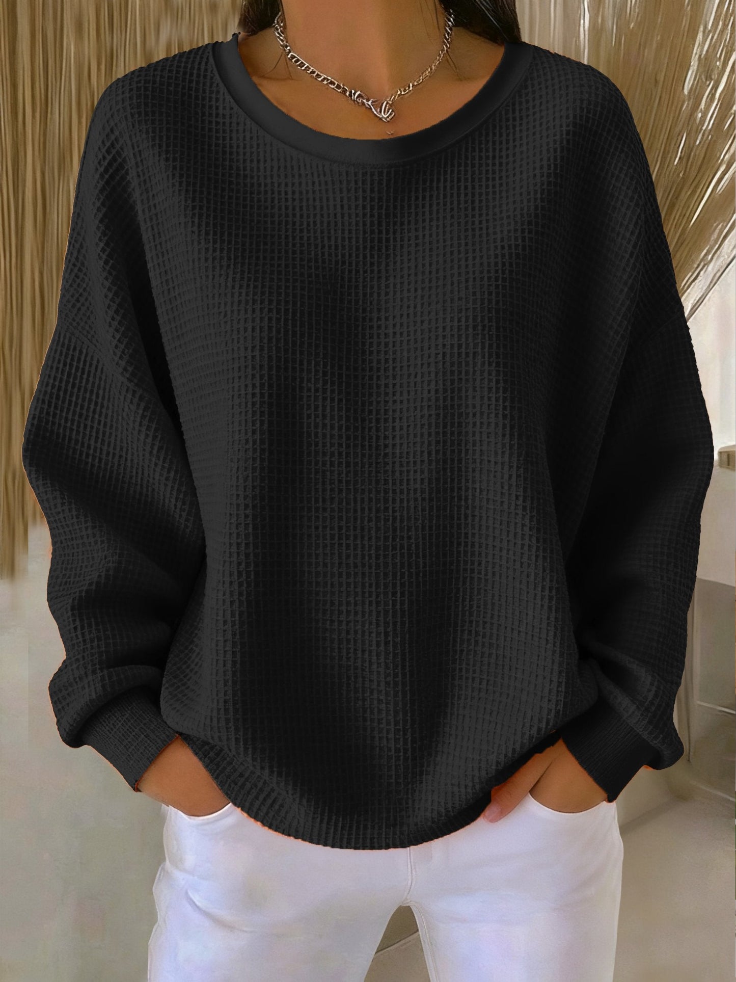 KATE | WAFFLE KNIT WINTER SWEATSHIRT