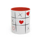 Tic Tac Love Accent Coffee Mug — Heart & X Pattern (11/15oz)
