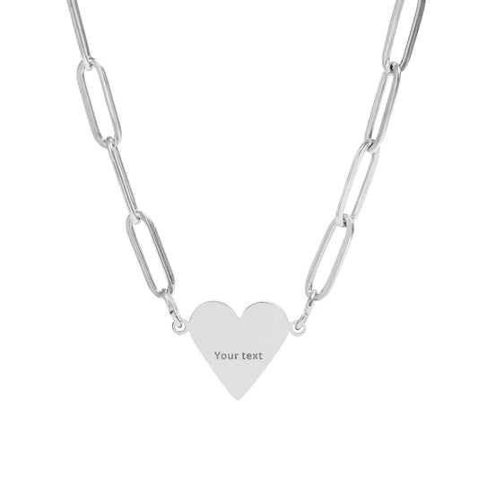 Engravable Paperclip Heart Necklace – Personalized Rose Gold or Gold Pendant