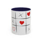 Tic Tac Love Accent Coffee Mug — Heart & X Pattern (11/15oz)