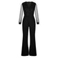 ISLIE | JUMPSUIT WITH SHEER SLEEVES AND WIDE LEGS