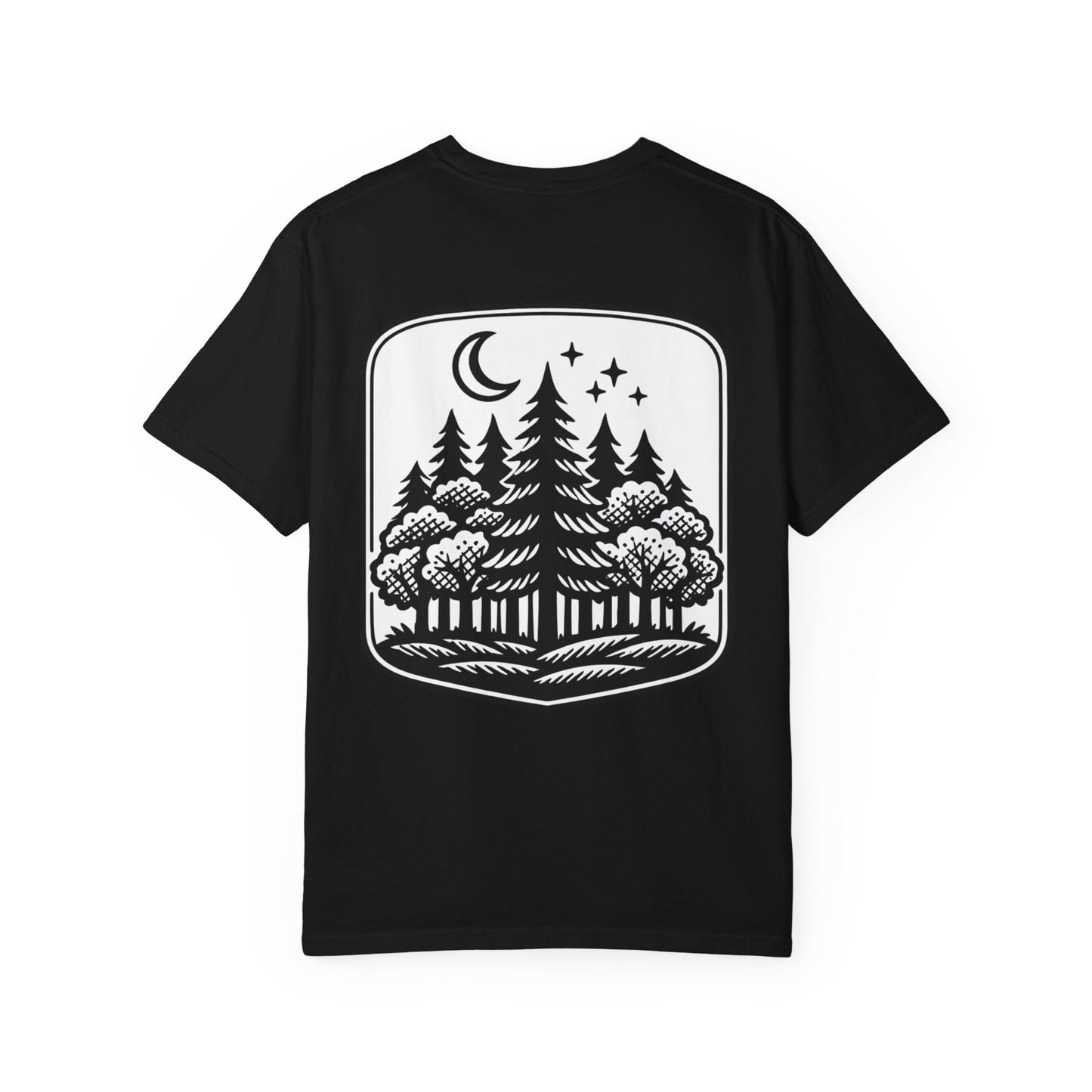 Nature Camp T-Shirt — Forest Night Badge Graphic