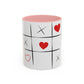 Tic Tac Love Accent Coffee Mug — Heart & X Pattern (11/15oz)