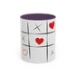 Tic Tac Love Accent Coffee Mug — Heart & X Pattern (11/15oz)