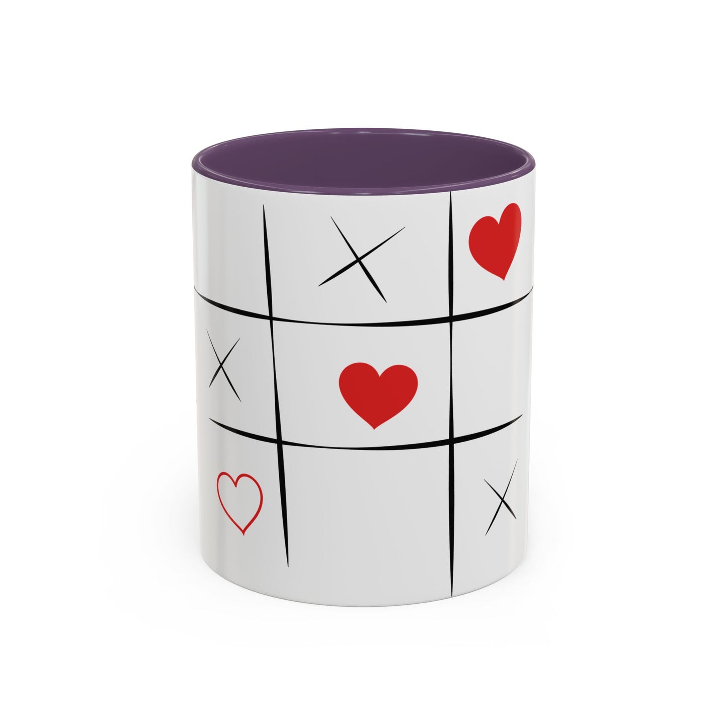 Tic Tac Love Accent Coffee Mug — Heart & X Pattern (11/15oz)
