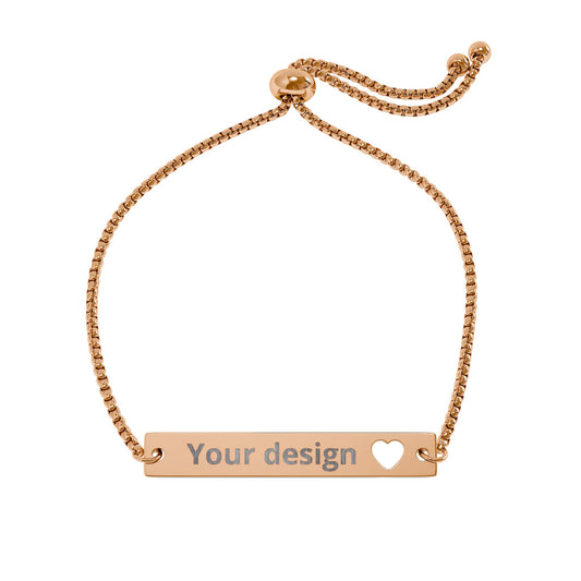 Adjustable Engraved Heart Bar Bracelet — Personalized Cutout Name Bracelet