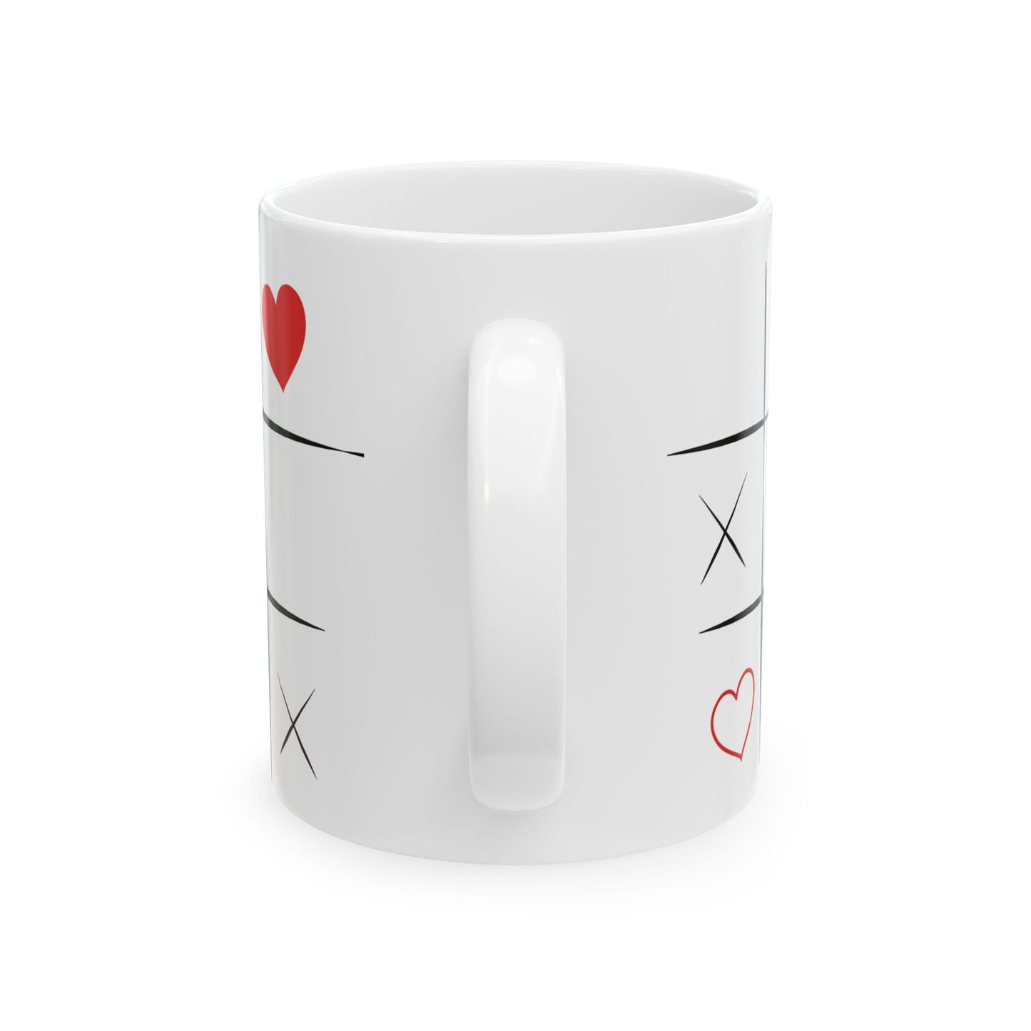 Valentine Tic-Tac-Toe Ceramic Mug – Heart XOXO Coffee Cup (11oz, 15oz)