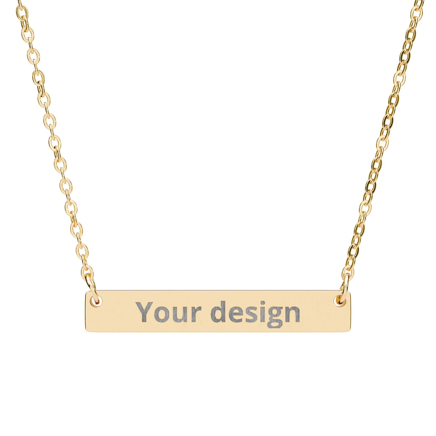 Engravable Horizontal Bar Necklace — Personalized Name & Message Pendant