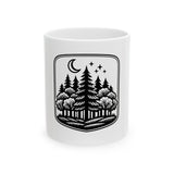 Night Forest Ceramic Mug — Moon & Stars Woodland Coffee Cup (11oz/15oz)