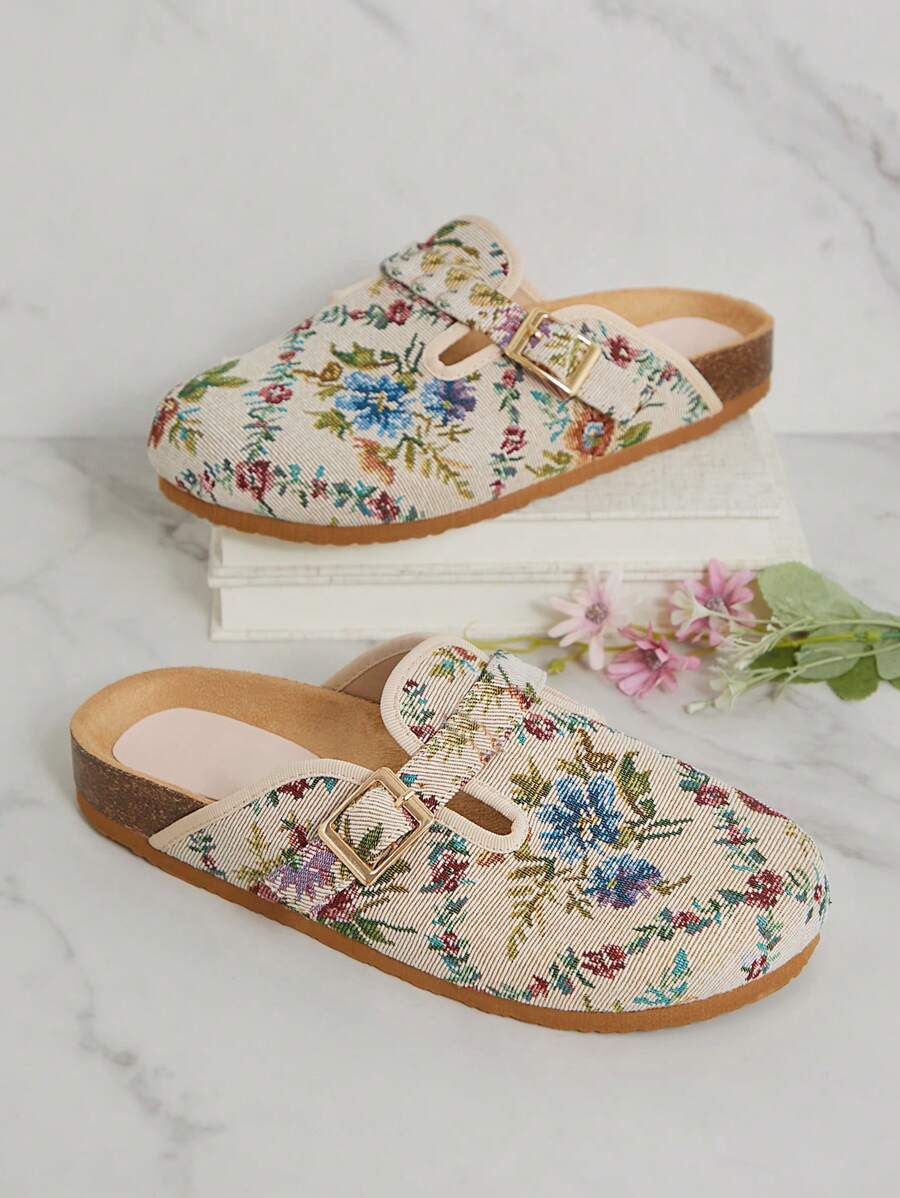 Women’s Cork Footbed Slide Clogs with Adjustable Buckle Strap | Comfortable Everyday Sandals