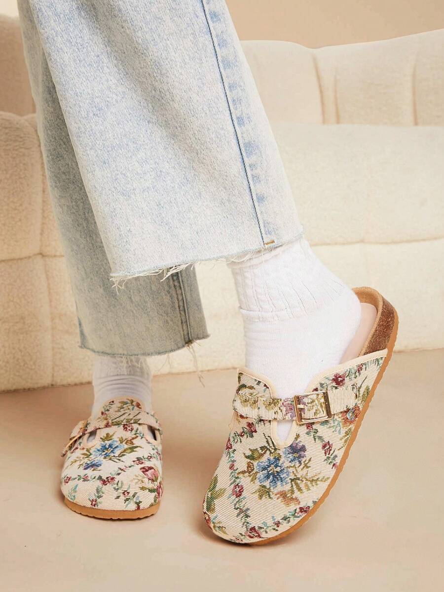 Women’s Cork Footbed Slide Clogs with Adjustable Buckle Strap | Comfortable Everyday Sandals