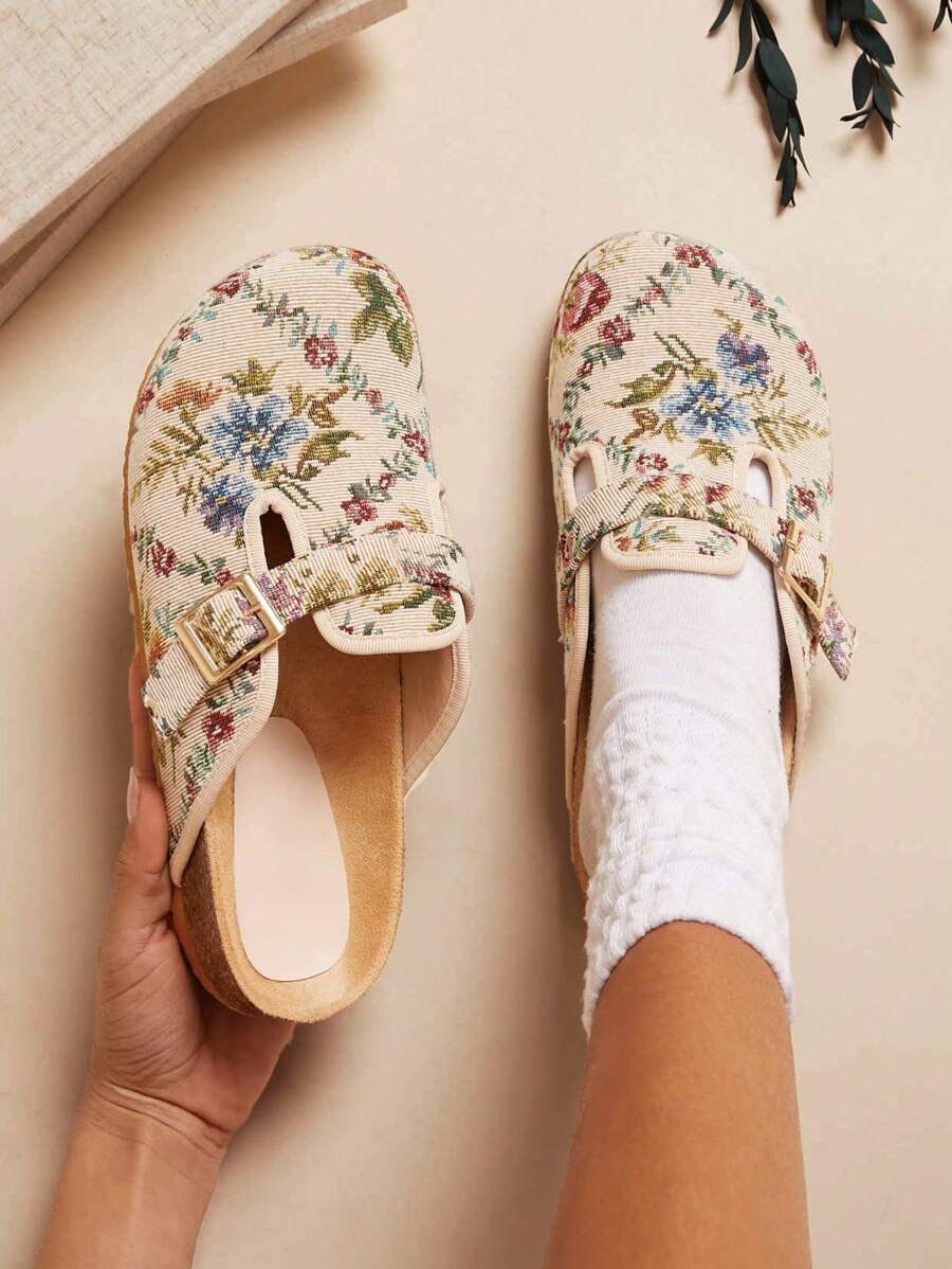 Women’s Cork Footbed Slide Clogs with Adjustable Buckle Strap | Comfortable Everyday Sandals
