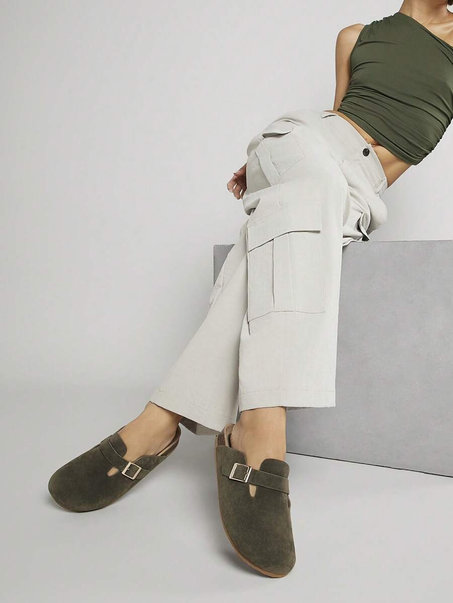 Women’s Cork Footbed Slide Clogs with Adjustable Buckle Strap | Comfortable Everyday Sandals