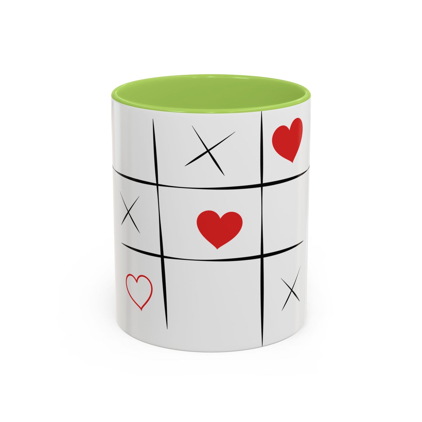 Tic Tac Love Accent Coffee Mug — Heart & X Pattern (11/15oz)