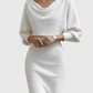 ISMÉRIA | WHITE DRAPED BATWING MIDI DRESS