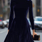 ELOWON | NAVY BLUE LONG-SLEEVE MIDI DRESS