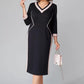 FENNA GRACE | ELEGANT V-NECK MIDI DRESS