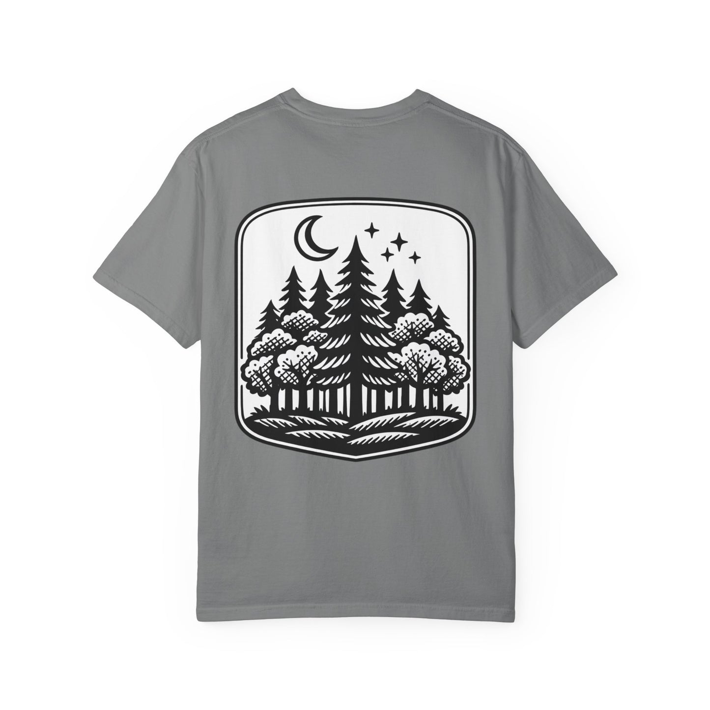 Nature Camp T-Shirt — Forest Night Badge Graphic