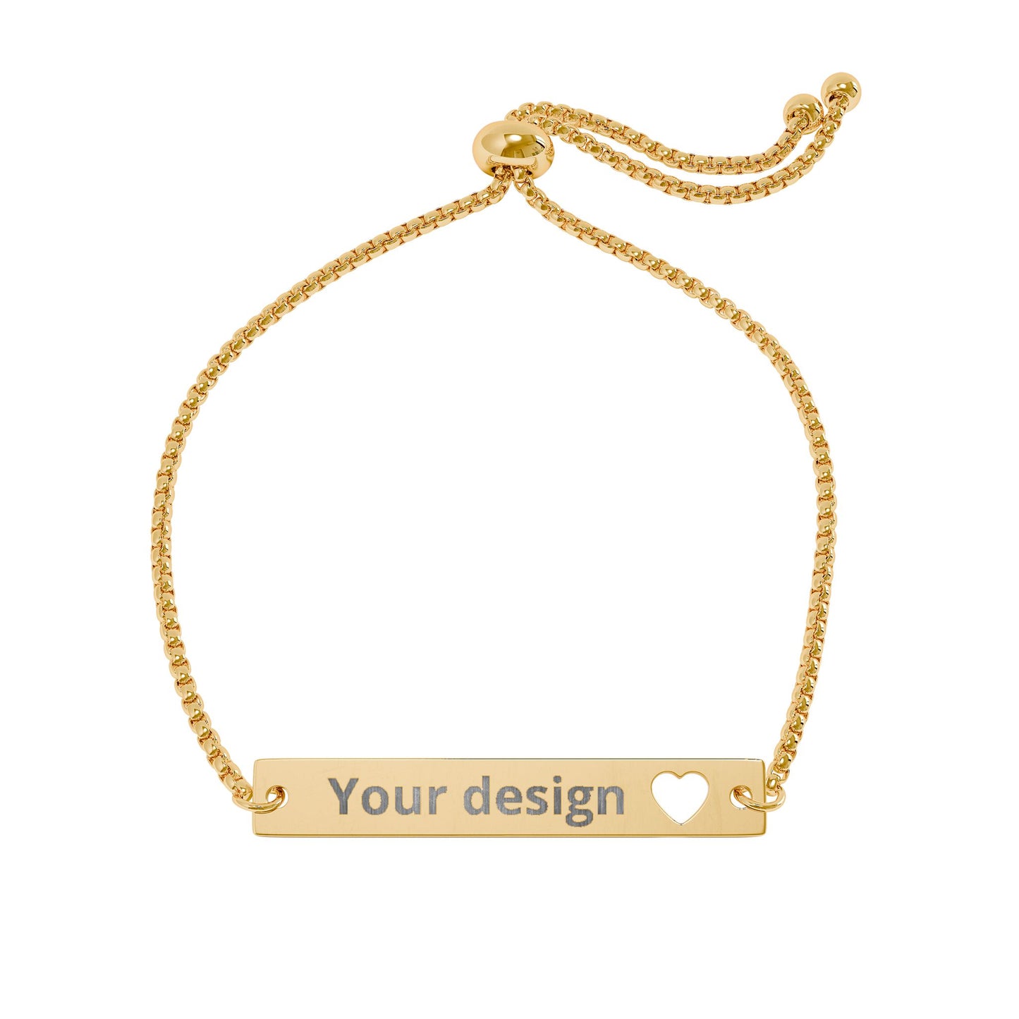 Adjustable Engraved Heart Bar Bracelet — Personalized Cutout Name Bracelet