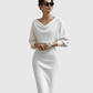 ISMÉRIA | WHITE DRAPED BATWING MIDI DRESS