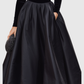 ARADIA | ELEGANT BLACK VELVET AND SATIN MIDI DRESS