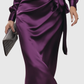 CERELIA | DEEP PLUM SATIN WRAP MIDI DRESS