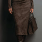 SELWYNNE | HIGH-NECK SUEDE MAXI DRESS
