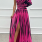 AURORA | ELEGANT STRIPED DRESS WITH ONE SHOULDER