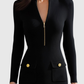 EADWINE | ZIP-FRONT RIBBED KNIT MIDI DRESS