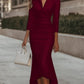 OLIEVIA | GLAMOROUS SATIN V-NECK DRESS