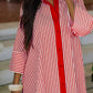 Women’s Elegant Striped Shirt Cape – Long Sleeve Button Shirt