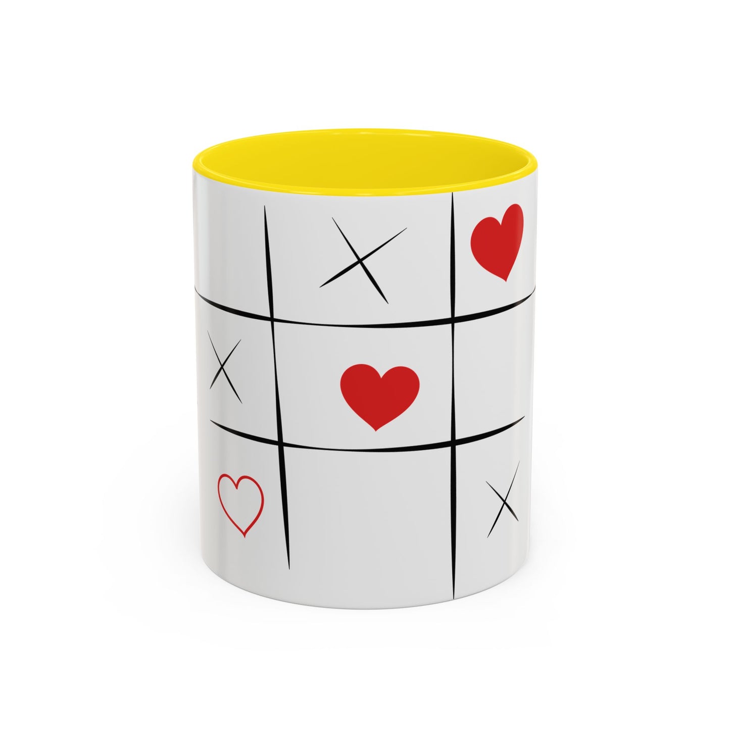 Tic Tac Love Accent Coffee Mug — Heart & X Pattern (11/15oz)