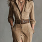 ALELIE WOMEN'S BROWN FASHION SUEDE MIDI DRESS