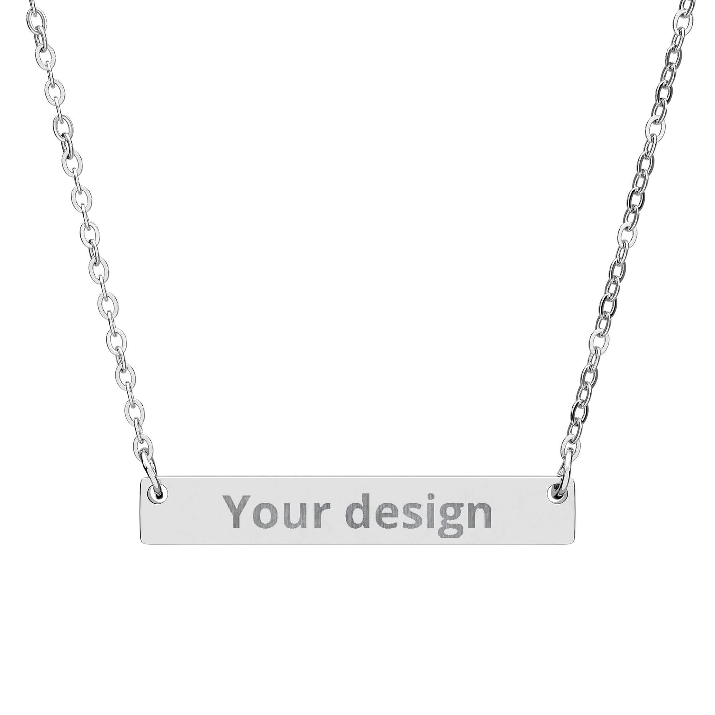 Engravable Horizontal Bar Necklace — Personalized Name & Message Pendant