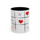 Tic Tac Love Accent Coffee Mug — Heart & X Pattern (11/15oz)