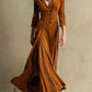 ELOWENNA | ELEGANT BUTTON-FRONT COLLAR DRESS WITH 7/8 SLEEVE