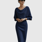ISMÉRIA | WHITE DRAPED BATWING MIDI DRESS