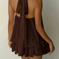 Elegant Backless Halter Tie Waist Mini Dress